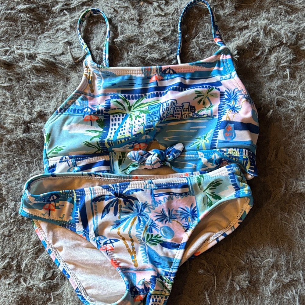 Wonder Nation Blue and Green Tropical Kids Bikini